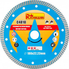 Disc diamantat turbo, beton, taiere umeda si uscata, 180 mm/22.23 mm, Richmann