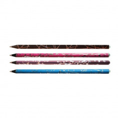 Creion Grafit DACO Cristal, Mina HB, Corp de Lemn Negru cu Capat Decorativ, Creioane Desen HB, Creioane Grafit HB DACO, Creioane Lemn Negru HB, Creioa