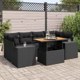 VidaXL Set canapele de grădină cu perne, 7 piese, negru, poliratan 3327338