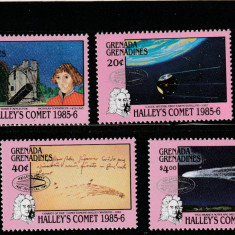 Grenada Grenadines 1986-Cometa Halley,serie 4 valori dantelate,MNH,Mi.753-756