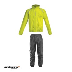 Costum ploaie (geaca+pantaloni) pentru scuter - motocicleta Seventy model SD-S1 culoare: galben/negru (montare peste echipament) Galben fluor/negru M