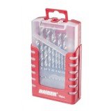 Set 19 burghie HSS pentru metal, 1-10 mm, in cutie Raider