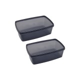 Cumpara ieftin Set 2 Caserola din plastic cu capac, COD-2601554, 2 x 400 ml, 165 x 95 x 45 mm