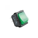Comutator basculant ON-OFF cu retinere 250V 10A 2 circuite cu bec verde incastrare 31x22mm HOME, Somogyi Elektronic