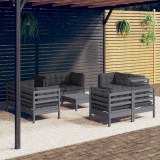 Gossi set mobilier de gradina cu perne, 9 piese, antracit, lemn pin