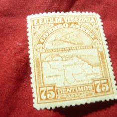 Timbru Venezuela 1937 Aviatie , val. 75c sarniera