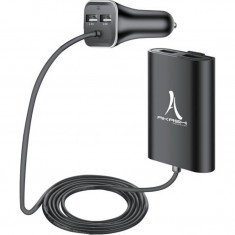 Incarcator auto Turbo Charge 7.3A AKASHI 4XUSB cu cablu de 1.8m, Black foto