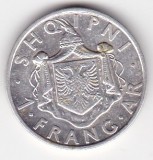 Albania 1 Frang Ar 1935, Zog I, argint .835, 5 g, KM 16