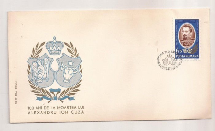 P4 Plic FDC-Prima zi a emisiunii-100 ani de la moartea lui A.I. Cuza 1973