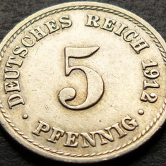 Moneda istorica 5 PFENNIG - GERMANIA, anul 1912 *cod 3243 - litera A