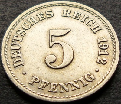 Moneda istorica 5 PFENNIG - GERMANIA, anul 1912 *cod 3243 - litera A foto
