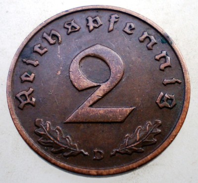 2.965 GERMANIA 2 REICHSPFENNIG 1937 D foto