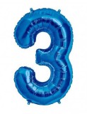 Balon Folie Cifra 3 Albastru - 100 cm