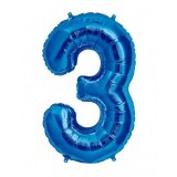 Balon Folie Cifra 3 Albastru - 100 cm