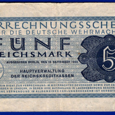 (3) BANCNOTA (CERTIF COMPENSARE) GERMANIA - 5 REICHSMARK 1944, TRUPELE WEHRMACHT