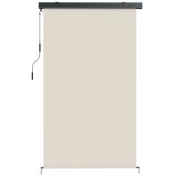 Outsunny Copertină Rulabilă de Exterior Anti-UV cu Carcasă din Aluminiu și Manivelă, Copertină de Soare din Poliester, 250x160 cm, Alb Crem | Aosom Ro