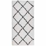 Cumpara ieftin Covor pufos &quot;PAMPLONA&quot; fire inalte negru/crem modern 100x200 cm