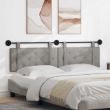vidaXL Tăblie de pat suspendată Cu lumină LED Gri deschis Catifea 3424191