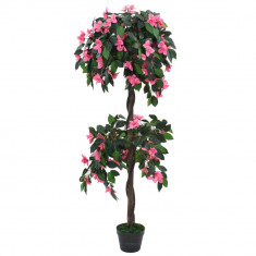 Planta artificiala Rododendron cu ghiveci, 155 cm, verde si roz GartenMobel Dekor