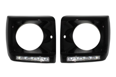 Carcasa faruri cu Lumini de zi dedicate LED DRL Crom Mercedes G-class W463 (1989-2012) G65 Design Negru Performance AutoTuning foto