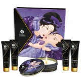 Set cadou Shunga - Secret Geisha, fructe exotice, ulei de masaj 10 ml, ulei cu efect de incalzire aphrodisiac 10 ml, lumanare, lubrifiant 10 ml, gel s
