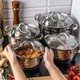 Set 4 oale, din inox, cu capac,16/18/20/24cm, Klausberg