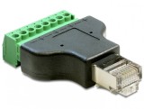 Adaptor RJ45 T la bloc terminal 8 pini, Delock 65389