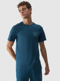 Tricou din bumbac organic cu imprimeu pentru bărbați - verde marin, 4F Sportswear