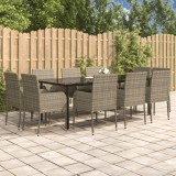 Set mobilier gradina cu perne, 11 piese, negru si gri poliratan GartenMobel Dekor, vidaXL