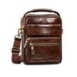 Cumpara ieftin Geanta Borseta Barbati din Piele Naturala de Bovina Maro Vintage, 25x21 &ndash; Bareta de Umar Detasabila si Reglabila, Magrot 26048