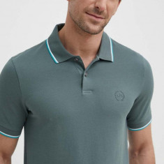 Armani Exchange polo de bumbac culoarea verde, neted