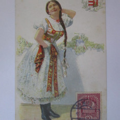 Rara! Costum popular maghiar,carte postala maxima austriaca 1918