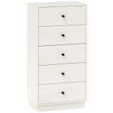 HOMCOM Comoda 5 sertare, mobilier de depozitare inalt si ingust, stil modern pentru camera de zi, living - 47x29x95cm, alb | Aosom Romania