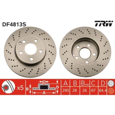 Set discuri frana fata TRW, Mercedes Clasa C (W204), 01.2007-01.2015, Clasa C Cupe (C204), 01.2011-, Clasa C T-Model (S204), 08.07-08.2014, Fata; pun foto