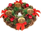 Coronita advent naturala rosie MagicHome pentru Craciun, 25 cm