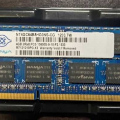 Memorie Laptop Nanya 4GB DDR3 PC3 10600S 1333Mhz CL9 NT4GC64B8HG0NS