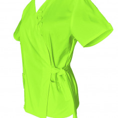 Halat Medical Pe Stil, Tip Kimono Verde Lime, Model Daria - XS