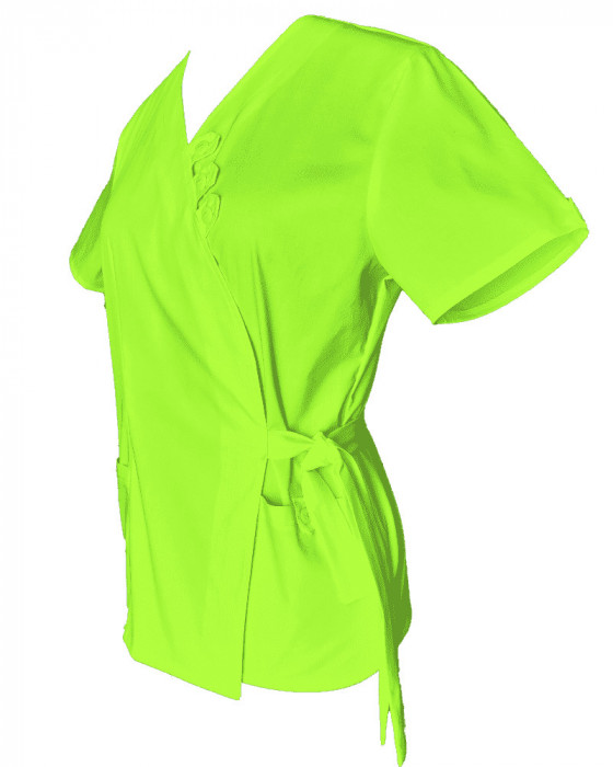 Halat Medical Pe Stil, Tip Kimono Verde Lime, Model Daria - XS