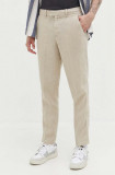 Abercrombie &amp; Fitch pantaloni din in culoarea bej, drept