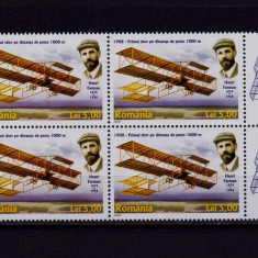 RO 2008 LP 1793 "Aviatie-100 ani primul zbor 1000m",bloc 4 +2 tabs(st./dr.!),MNH