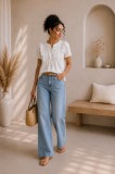 Bluza dama alba din bumbac cu insertii din dantela
