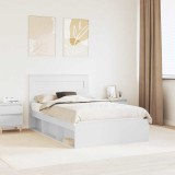 Cumpara ieftin Cadru de pat cu headboard Alb 120 x 200 cm Lemn de pin masiv