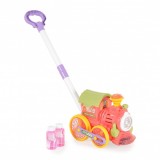Trenulet Electric Baloane Sapun Moni, Lumini si Muzica, Jucarie de Impins, 2 Solutii Baloane, 3 ani+