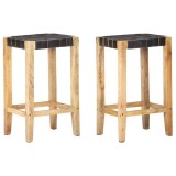 Cumpara ieftin Scaune de bar, 2 buc., negru, piele naturala, 75 cm