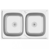 Cumpara ieftin Chiuveta bucatarie cu 2 cuve, argintiu, 800x500x155 mm, otel