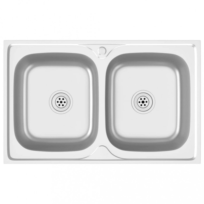 Chiuveta bucatarie cu 2 cuve, argintiu, 800x500x155 mm, otel