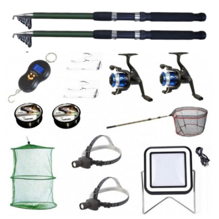 Set 2 lansete ultra carp 2.4, cantar electronic, 2 mulinete yf200, 2 forfati, 2 gute