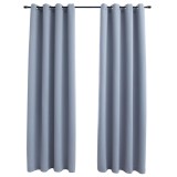 Cumpara ieftin Draperii opace cu inele metalice, 2 buc., gri, 140 x 175 cm