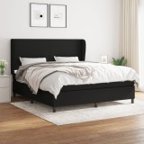 Gossi pat box spring cu saltea, negru, 160x200 cm, textil