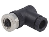 Conector M12 mamă cu 4 pini, IP67, 250V, unghi 90&deg;, TE Connectivity